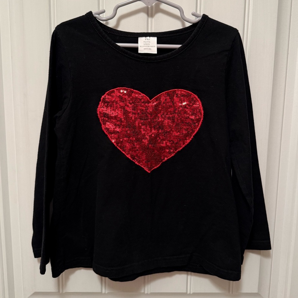 Boutique Black Sequin Heart Shirt With Matching Plaid Skirt